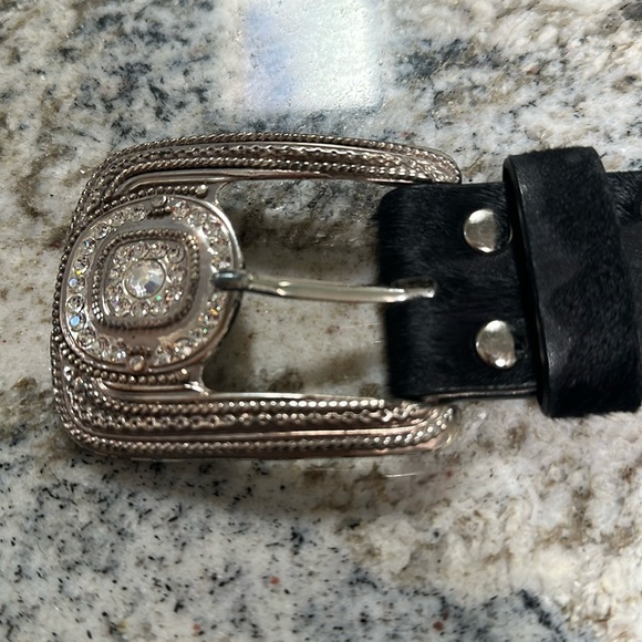 Rhinestone Black Leather belt with crystal studs